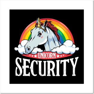 Unicorn - Funny Unicorn Security Rainbow Posters and Art